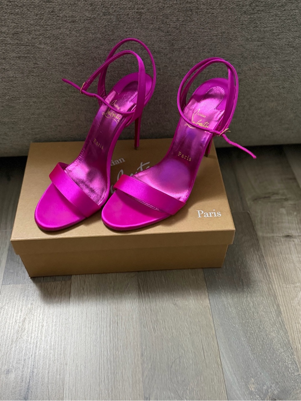 Christian Louboutin Loubi Girl 100 Satin Sandals – Holly Pink | Size 40.5